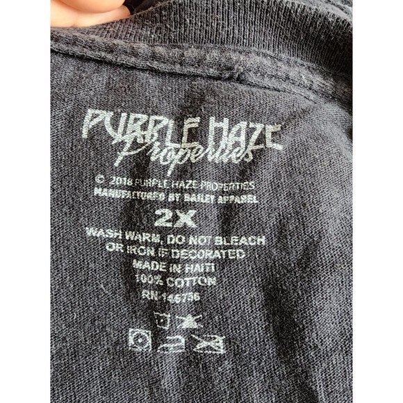 Jimi Hendrix Size 2X Retro Purple Haze 1969 2 sided Black Band T-Shirt San Diego - Picture 4 of 4